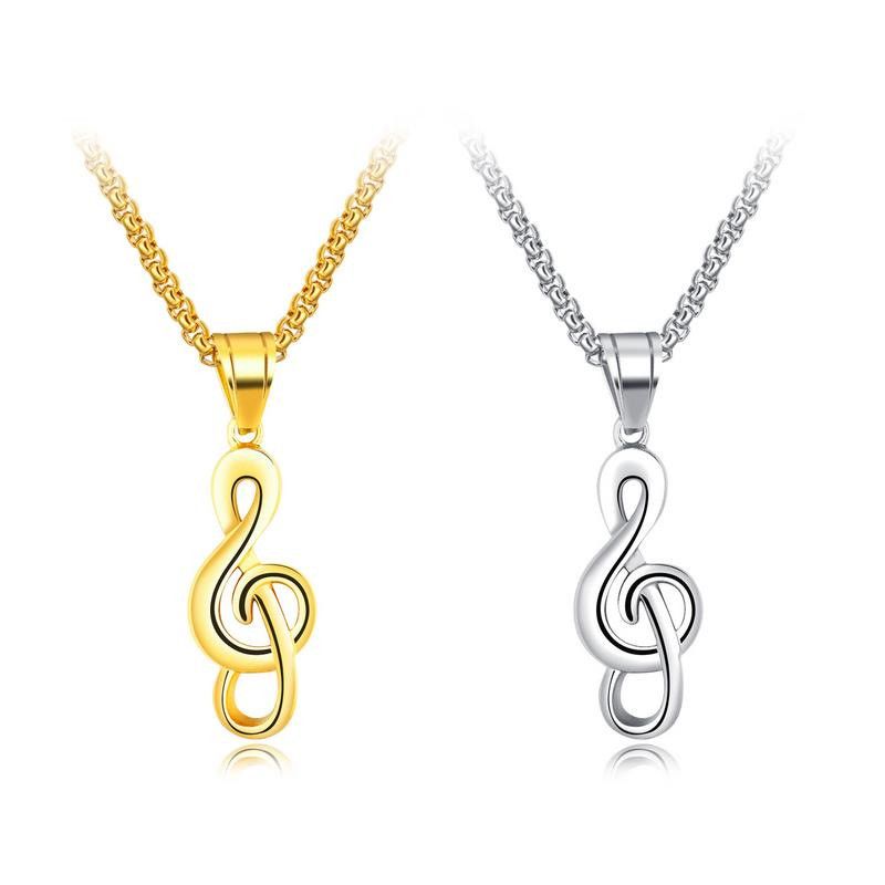 Fabrik Direkt Verkauf Europäische Und Amerikanische Kreative Musik Symbole Spezielle Kleine Waren Halskette Titan Stahl Herren Hip Hop Halskette Ornamente