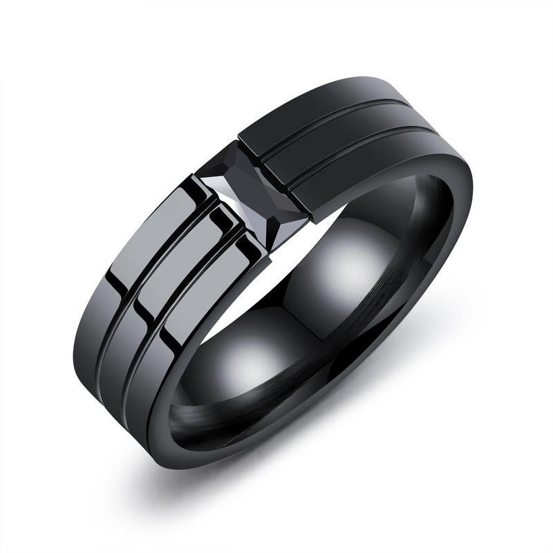 Taobao Tmall Quelle Personal Isierte Diamant Titan Stahl Herren Ring Schwarz Zirkon Gezeiten Herren Einzel Ring Ring