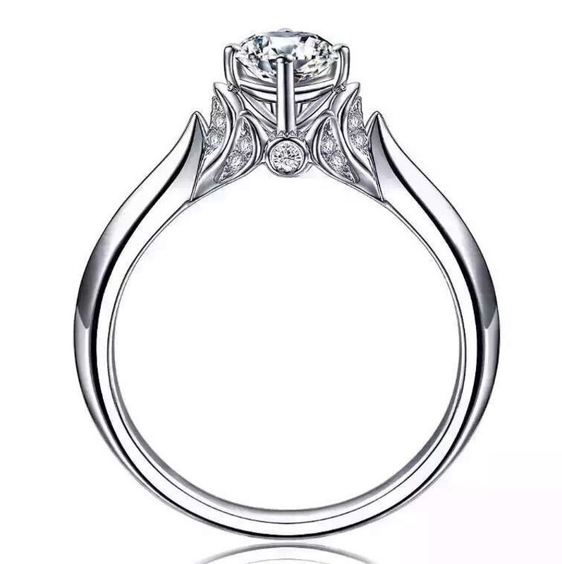 Koreanische Version Des Neuen Einfachen Vierklauen-rings, Galvani Siertes Platin, Mikro Eingelegte Aaa-zirkon-damen Ring 10319002