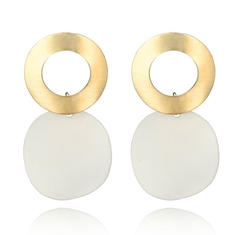 2018 Neue Retro Kontrast Farbe Mode Einfache Geometrische Konkave Und Konvexe Runde Blatt Ohrringe All-match Mode Ohrringe