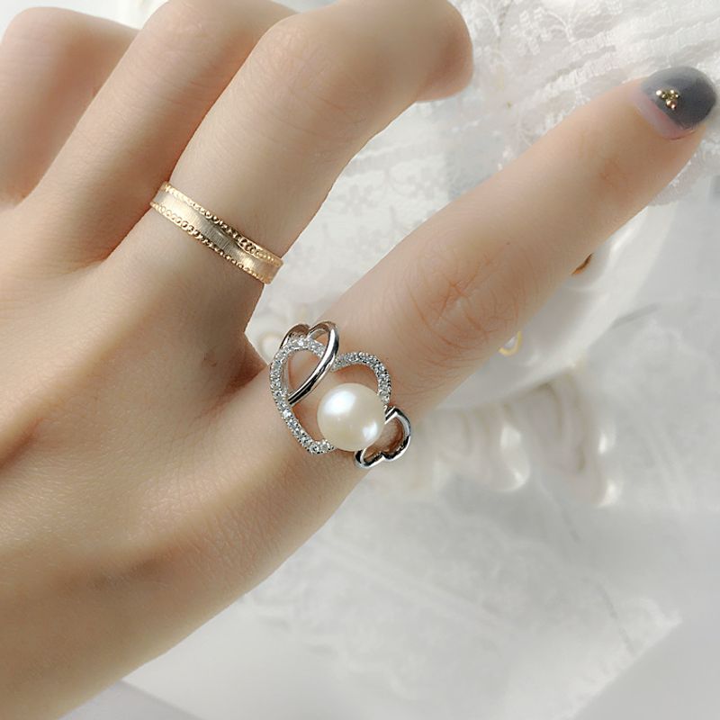 J730 Ring Frauen Ins Mode Einfach Und Kalt Wind Japan Und Südkorea Trend Perle Ring Silber Schmuck Spot Großhandel