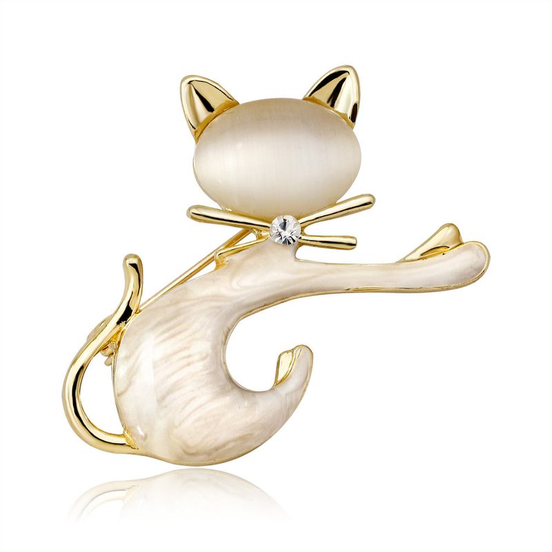 Japanische Niedliche Einfache Brosche Persönlichkeit Opal Katze Brosche Mode Tier Serie Damen Corsage