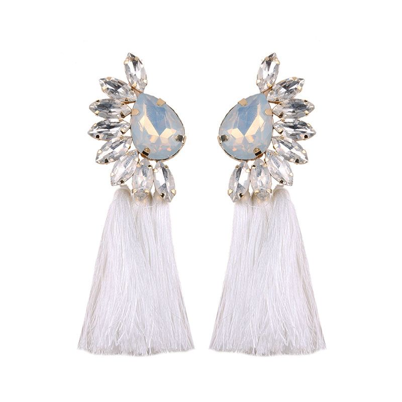 Imitated Crystal&cz Fashion Geometric Earring  (white) Nhjq10074-white