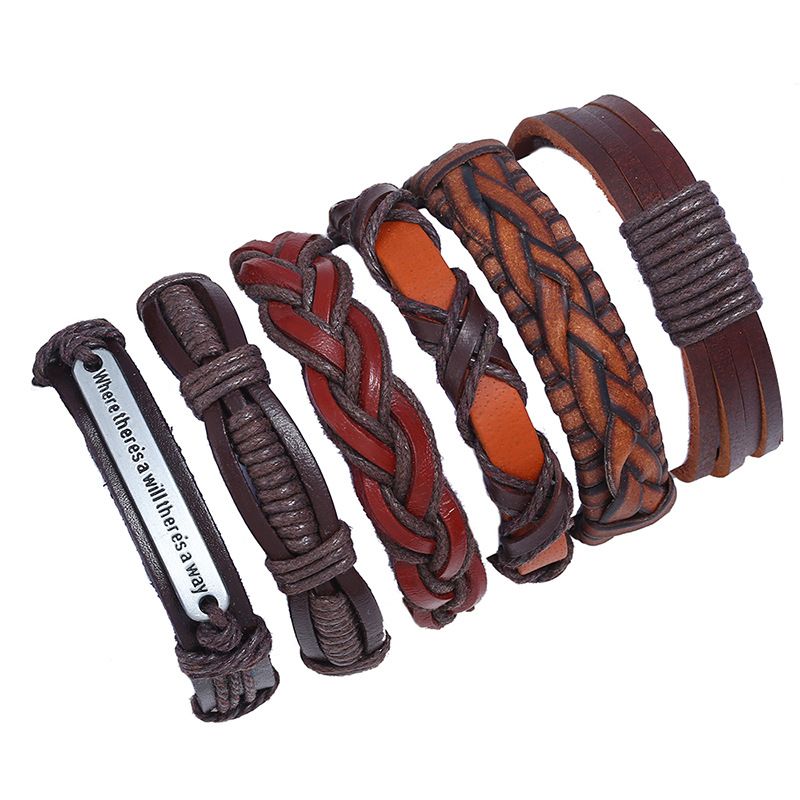 Leather Fashion Geometric Bracelet  (six Sets) Nhpk2025-six Sets