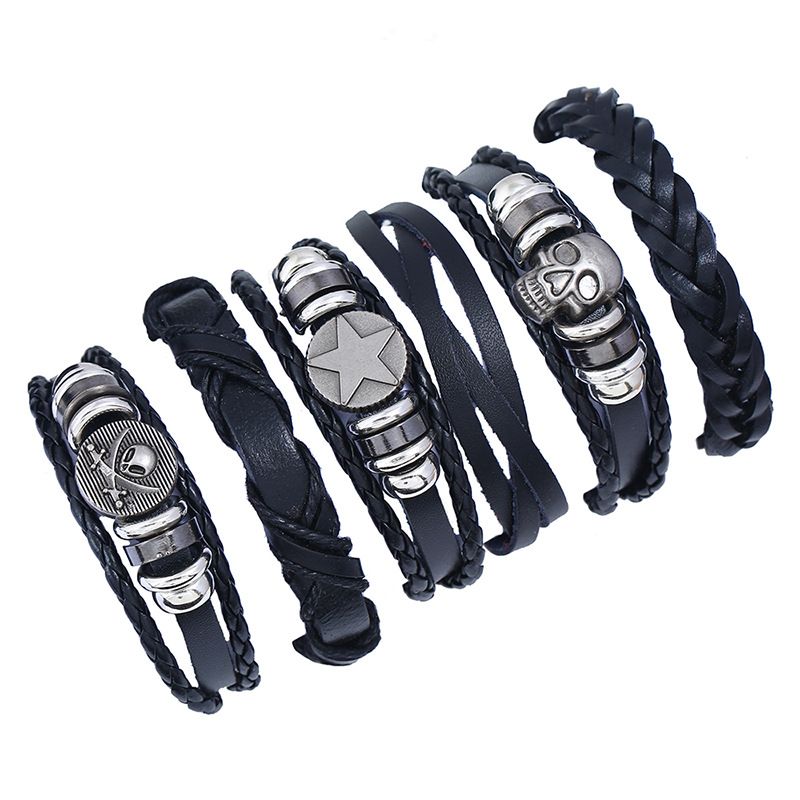 Leather Fashion Geometric Bracelet  (six Sets) Nhpk2026-six Sets