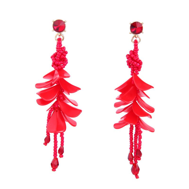 Plastic Fashion Flowers Earring  (red-2) Nhqd5134-red-2