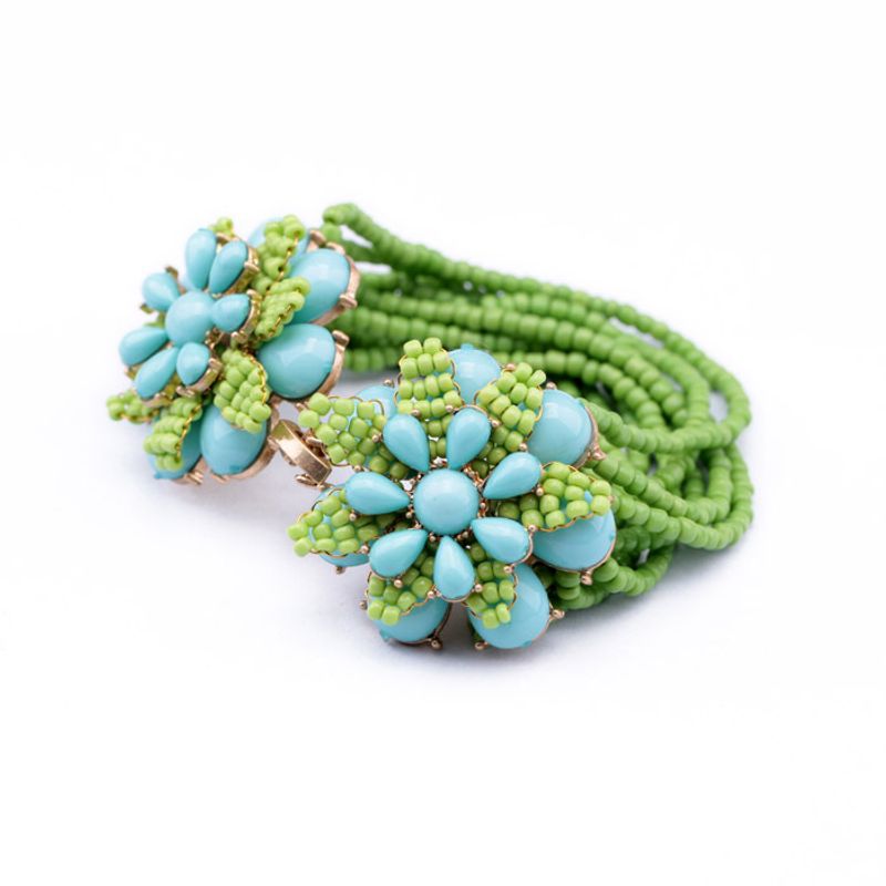 Alloy Fashion Flowers Bracelet  (green) Nhqd4684-green