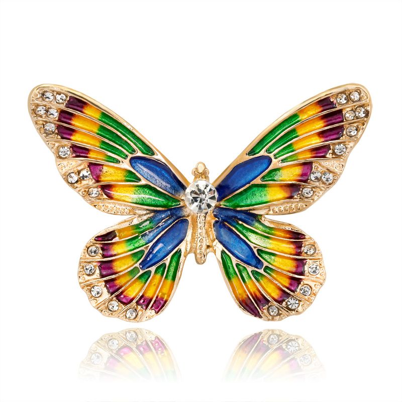Nouveau Haut De Gamme Papillon Broche Tout-match Protection De L'environnement En Alliage Diamant Trois-dimensions Gouttes Corsage En Stock