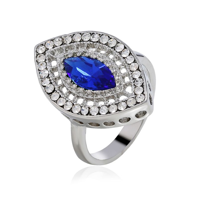 Alloy Fashion Geometric Ring  (white K Royal Blue - 17) Nhkq1615-white-k-royal-blue-17