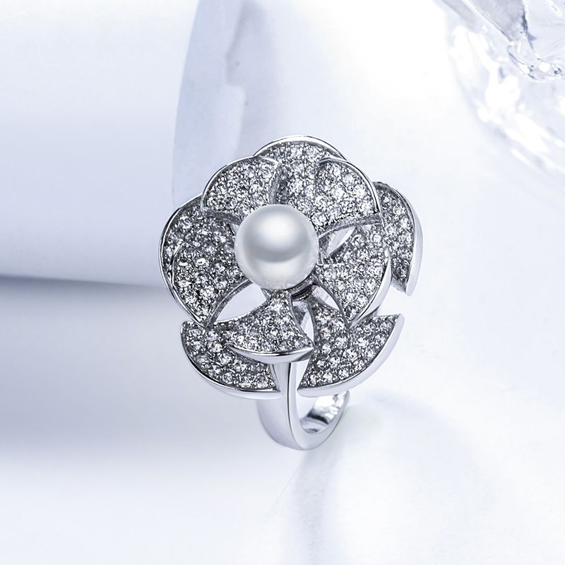 Douyin Gleichen Rotierender Ring, Japanische Und Koreanische Persönlichkeit, Diamant, Blumen Perle, Drehbarer Eröffnungs Ring, Fingerring