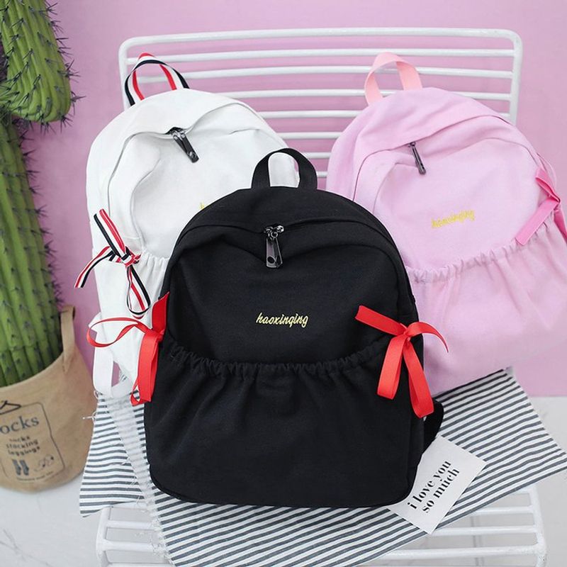 Japanisches Weiches Mädchen Kontrast Farbe Bogen Rucksack Rosa Mädchen Bestickte Buchstaben Paar Schult Asche Mittels Chüler Rucksack Weiblich