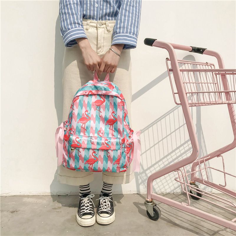 Polyester Fashion  Backpack  (flamingos) Nhhx0063-flamingos