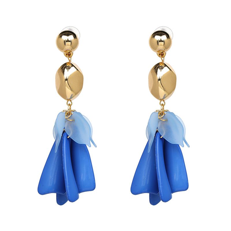 Plastic Fashion Flowers Earring  (blue) Nhjj4661-blue