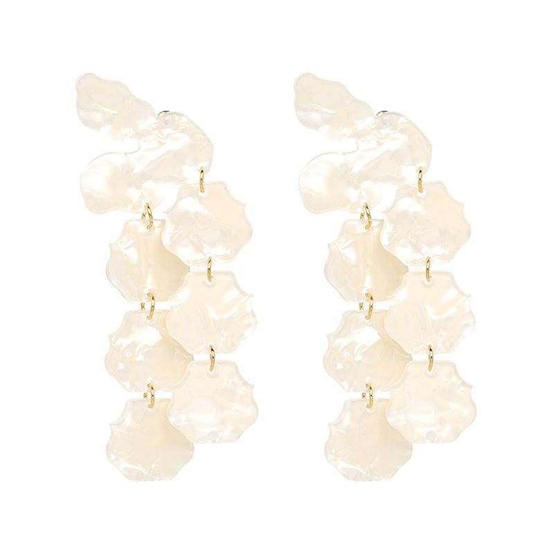 Plastic Fashion Flowers Earring  (white) Nhjj4663-white