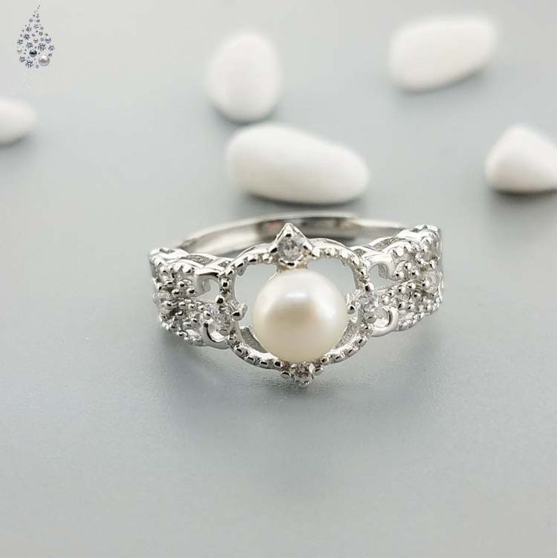 J620 Koreanischer Stil Neuen Stil S925 Silber Ring Weibliche Retro Mode Live Open Perlenring Weibliche Finger Ring Schmuck