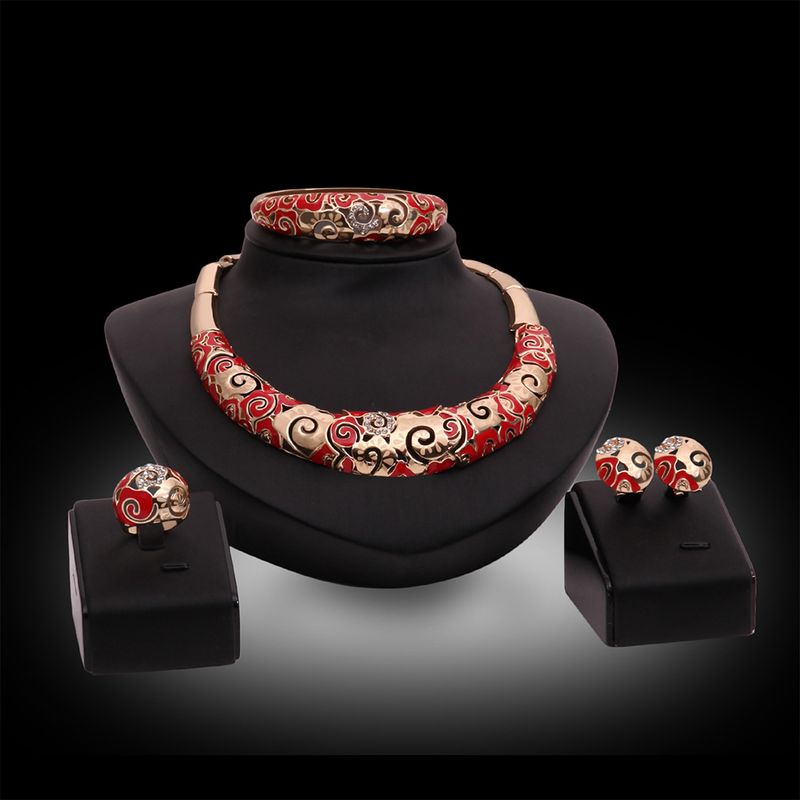 Hot Sale Damen Party Bankett Set Halskette Ohrringe Armband Ring Set Hersteller Großhandel