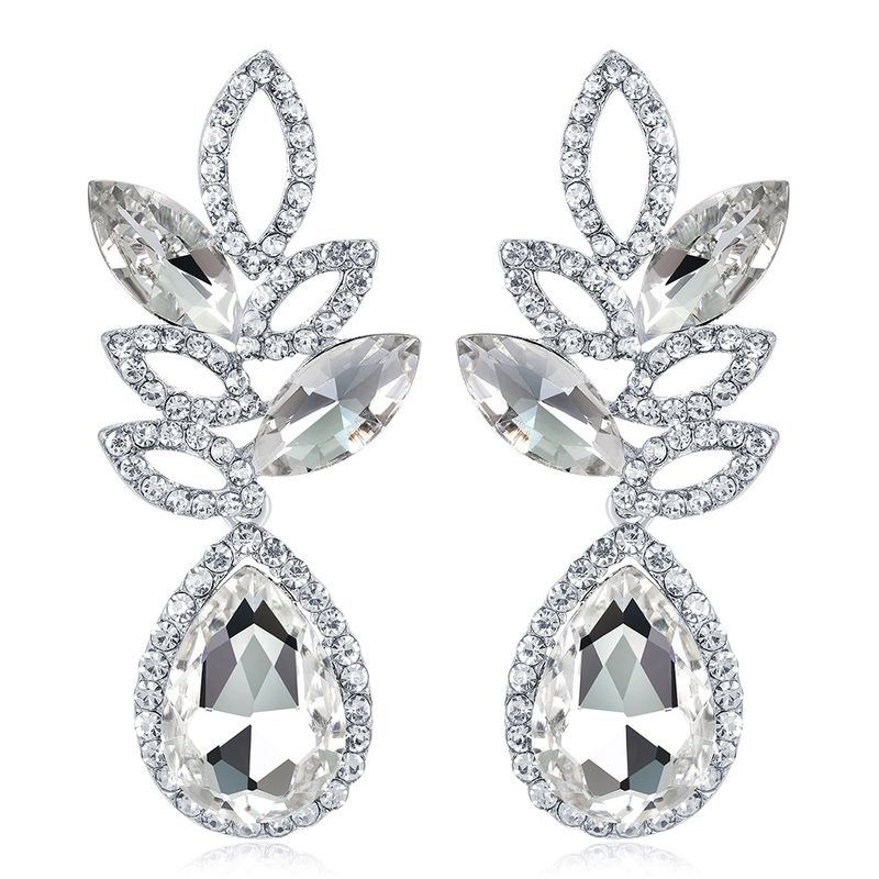 À La Mode Et Élégant Boucles D'oreilles Européen Et Américain De Femmes Tous-match Haut De Gamme Cristal Boucles D'oreilles Tempérament Mariée Gouttes Pour Les Oreilles En Stock