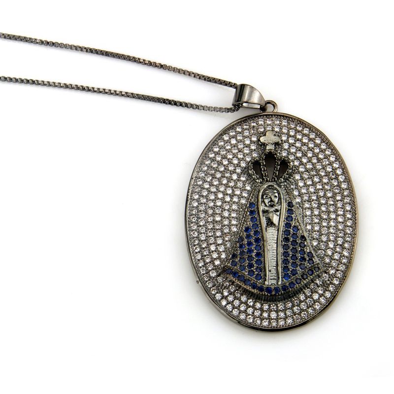 Grenz Überschreitende  Mode Katholische Jungfrau Maria Anhänger Kupfer Mikro Eingelegte Zirkon Galvani Sierte Religiöse Maria Halskette Großhandel