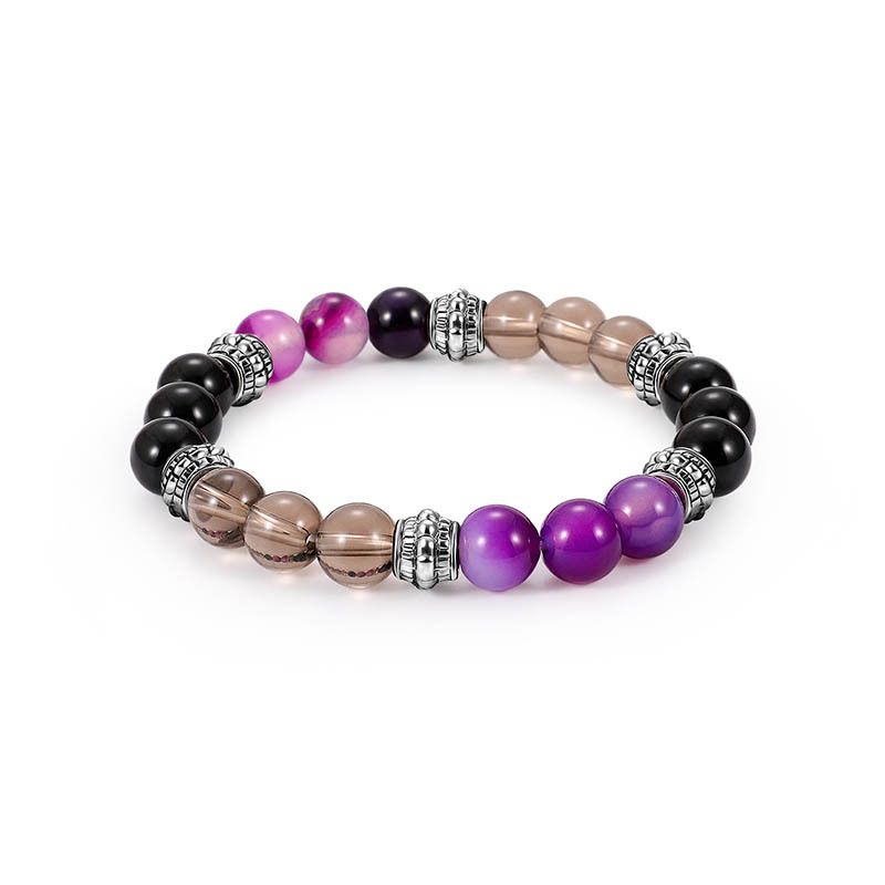 Vente Chaude Améthyste Roche Volcanique Alliage Perles De Mode Mixte Couleur Bracelet Européen Et Américain Populaire Ornement En Gros