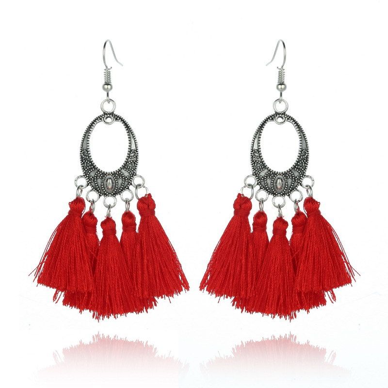 Alloy Vintage Geometric Earring  (red) Nhgy1916-red