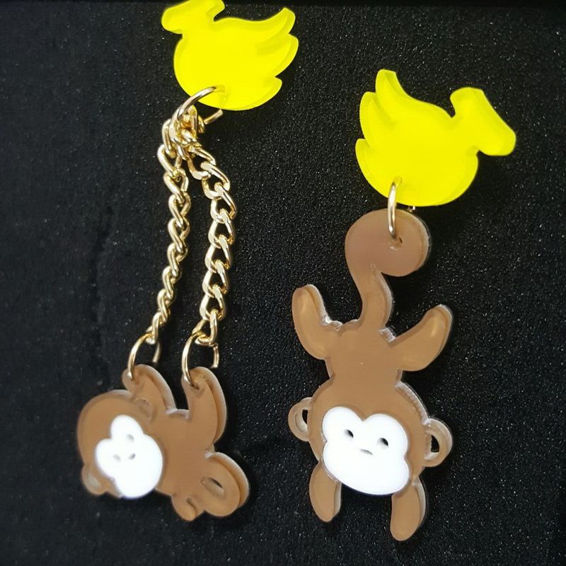 Japanische, Koreanische, Europäische Und Amerikanische Nachtclubs Übertriebene Obst Bananen Affen Ohrringe Harajuku Persönlichkeit Acryl Weibliche Ohrringe