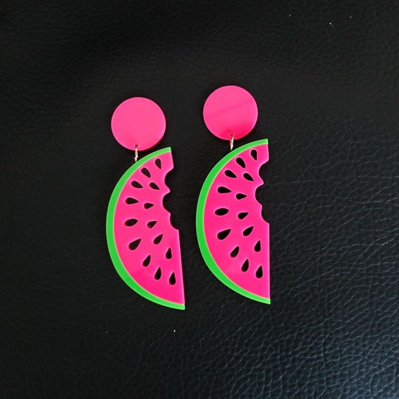 Acryl Dadongmen Ohrringe Europa Und Amerika Kawaii Rosarot Sommer Wassermelone Punk Kreative Lustige Ohrringe