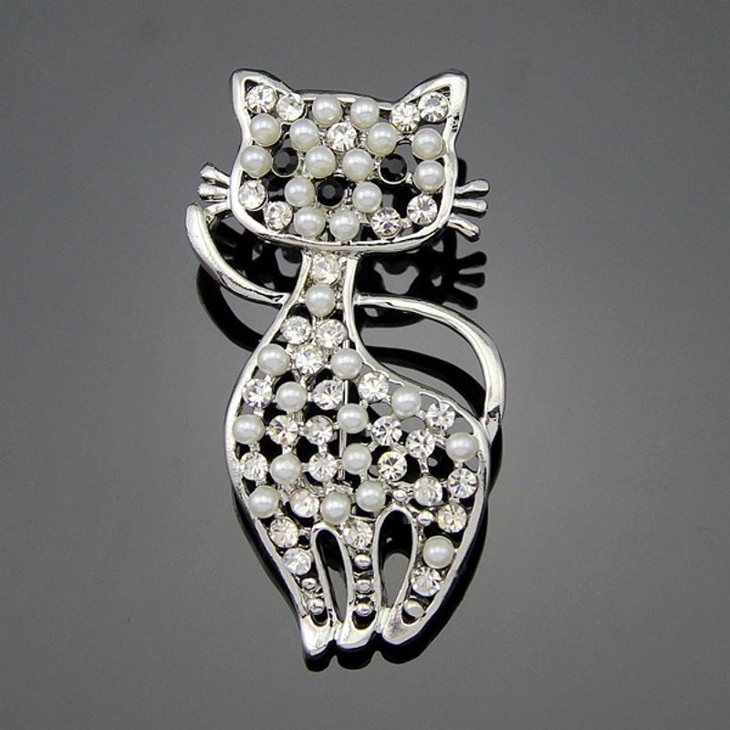 Korea Alloy Plating Brooch Animal (white K White Ag037-a)  Nhdr2275