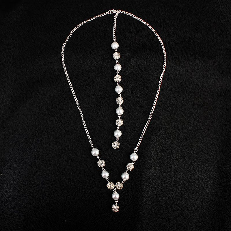 Best Seller In Europe And America Bridal Back Chain Pearl Pendant Trendy Fashion Necklace Bridal Wedding Accessories Gift