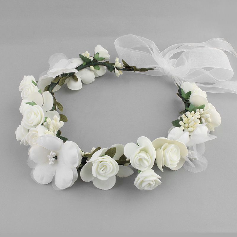 القماش بسيطة الزهور اكسسوارات للشعر (الأبيض) Nhhs0315-white