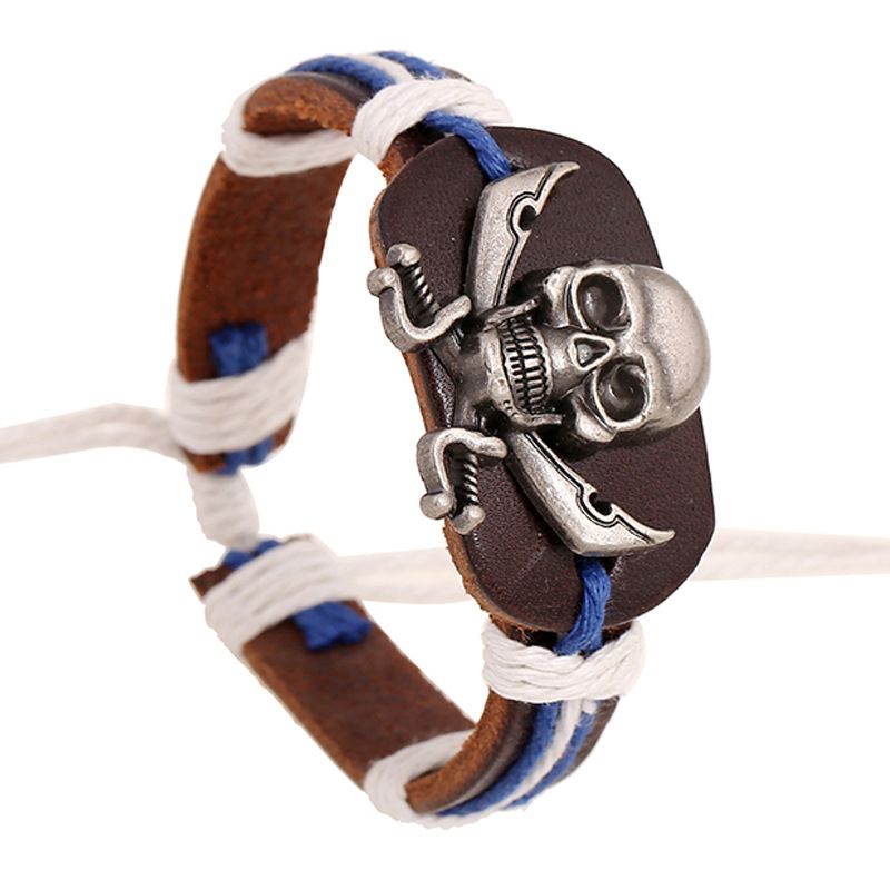 Leather Vintage Geometric Bracelet  (photo Color) Nhpk1300-photo Color