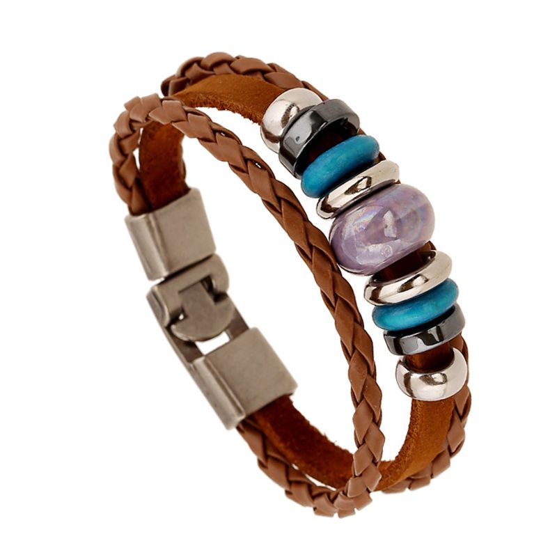 Leather Fashion Geometric Bracelet  (photo Color) Nhpk1590-photo Color