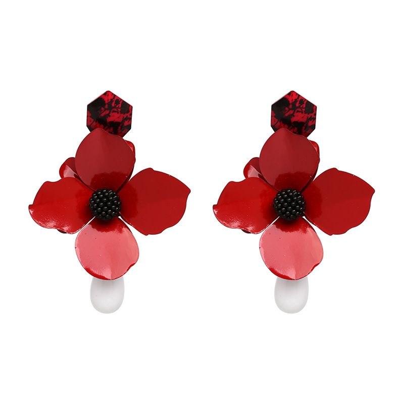 Alloy Fashion Flowers Earring  (red) Nhjj4895-red