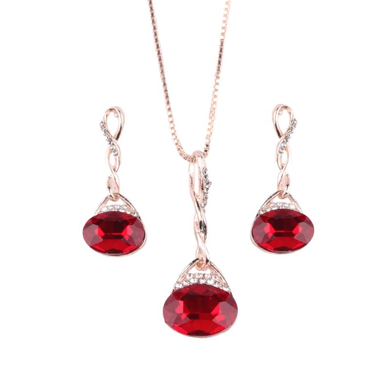 Alloy Korea Geometric Necklace  (red) Nhjq10381-red
