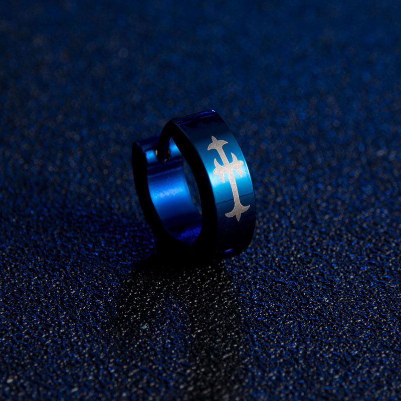 التيتانيوم و الفولاذ المقاوم للصدأ الأزياء هندسية القرط (الأزرق) Nhhf0019-blue