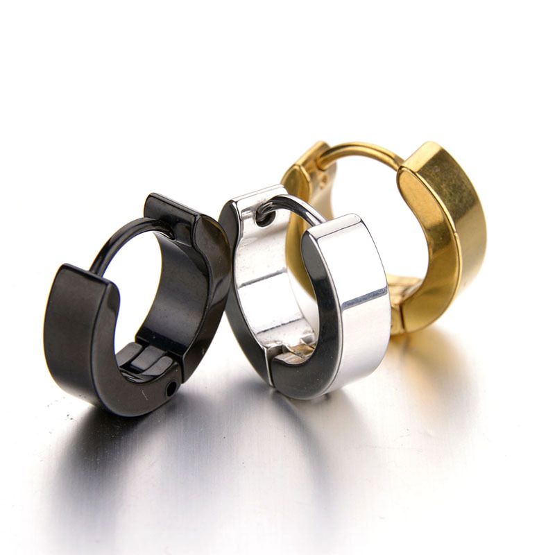 Europäische Und Amerikanische Mode Einfache Dreifarbige 304 Titan Stahl C-förmige Ohrringe Männer Und Frauen Persönlichkeit Trend 316l Edelstahl Ohrringe