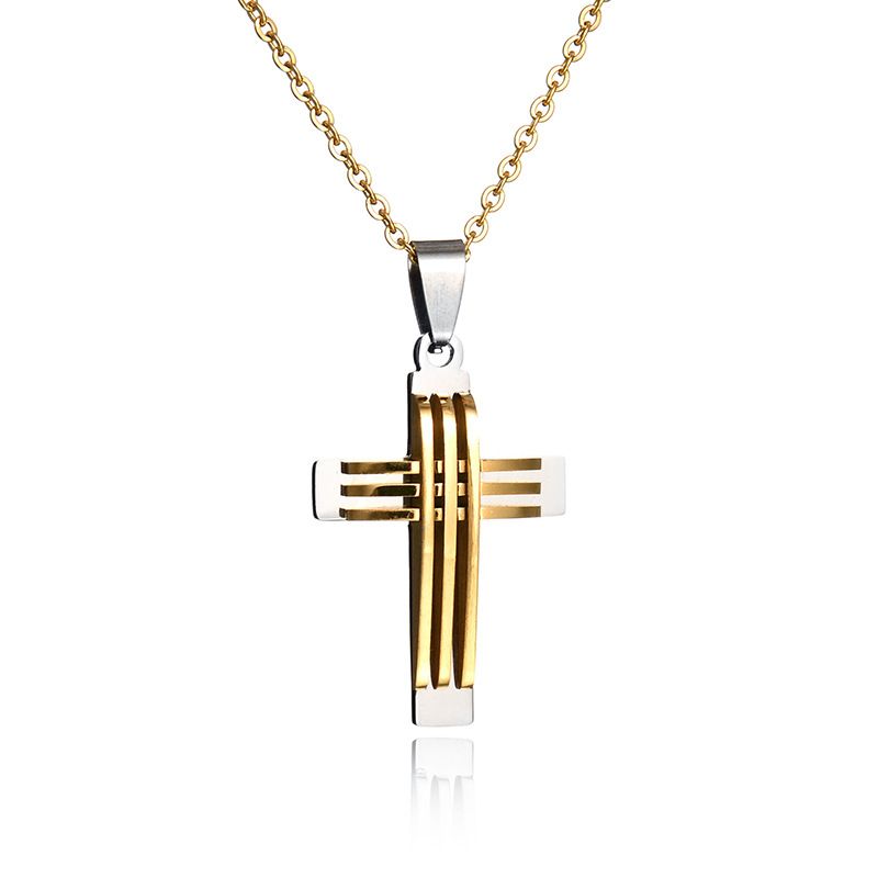 Titanium&stainless Steel Punk Cross Necklace  (alloy) Nhhf0229-alloy