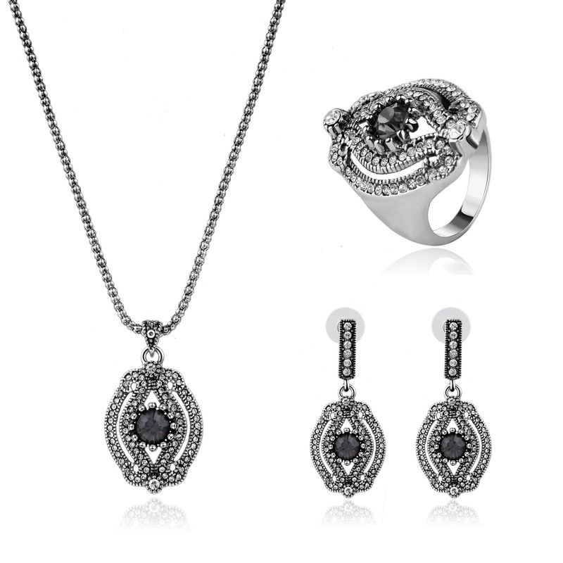Occident And The United States Alloy Rhinestone Earrings + Necklace + Jewelry (ancient Alloy / 61163104) Nhxs1061