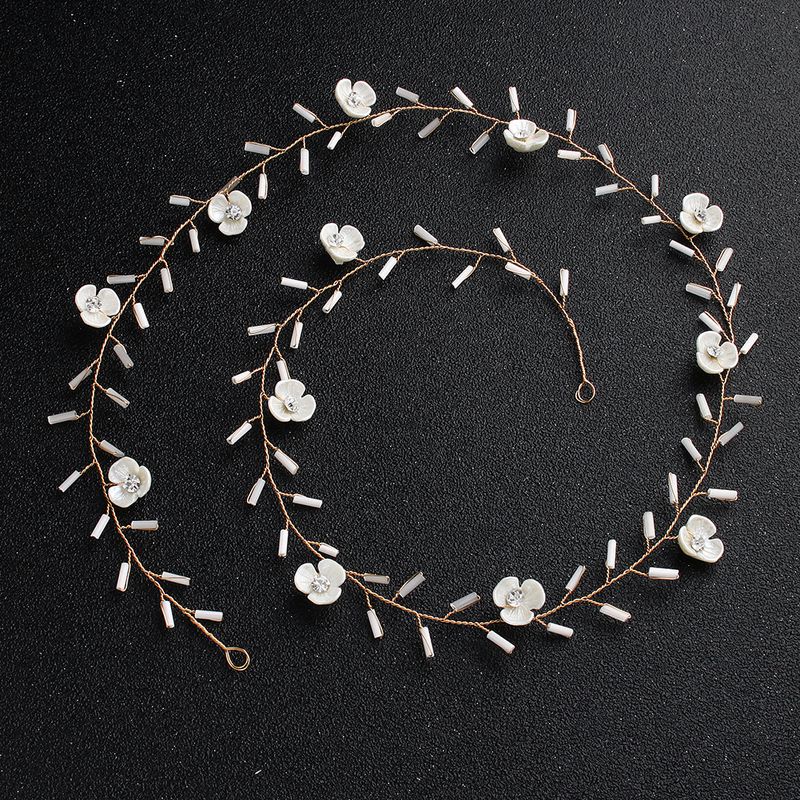 Europäische Und Amerikanische Einfache Lange Glasröhren Perlen Exquisite Harz Blume Langes Haarband Hand Gefertigte Braut Kopfschmuck Haarschmuck Hersteller Gerade