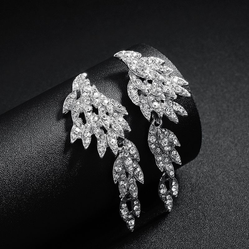 Européen Et Américain Bijoux  Top-vente Produit De Mode Ailes Ailes D'ange Boucles D'oreilles Alliage Strass Mariée Boucles D'oreilles Longues