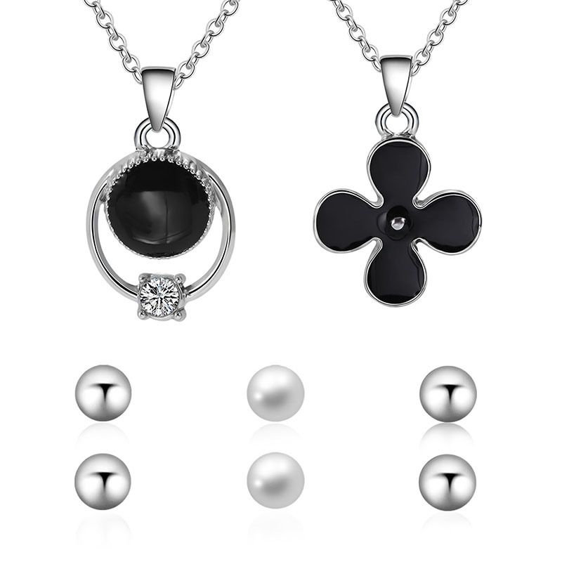 Einfacher Stil Schmuck Blumen Legierung Perlen Halskette Ohrringe Zweiteiliger   Heißer Neuer Stil