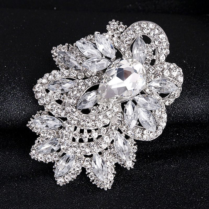 Jumbo Taille De Luxe Et Élégant Plein De Diamants Broche À La Mode Corsage De Mariée Bouquet Broches Usine De Détail