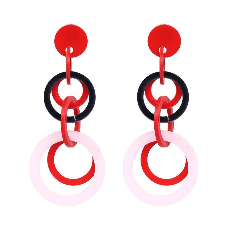 Plastic Fashion Geometric Earring  (red) Nhjj4810-red