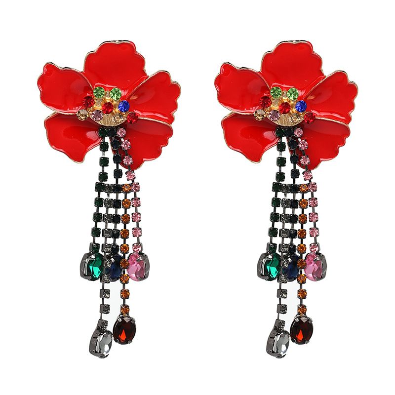 Alloy Fashion Flowers Earring  (red) Nhjj4826-red
