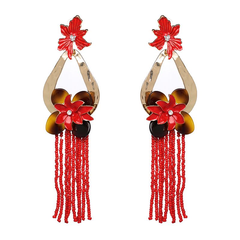 Alloy Fashion Flowers Earring  (red) Nhjj4833-red