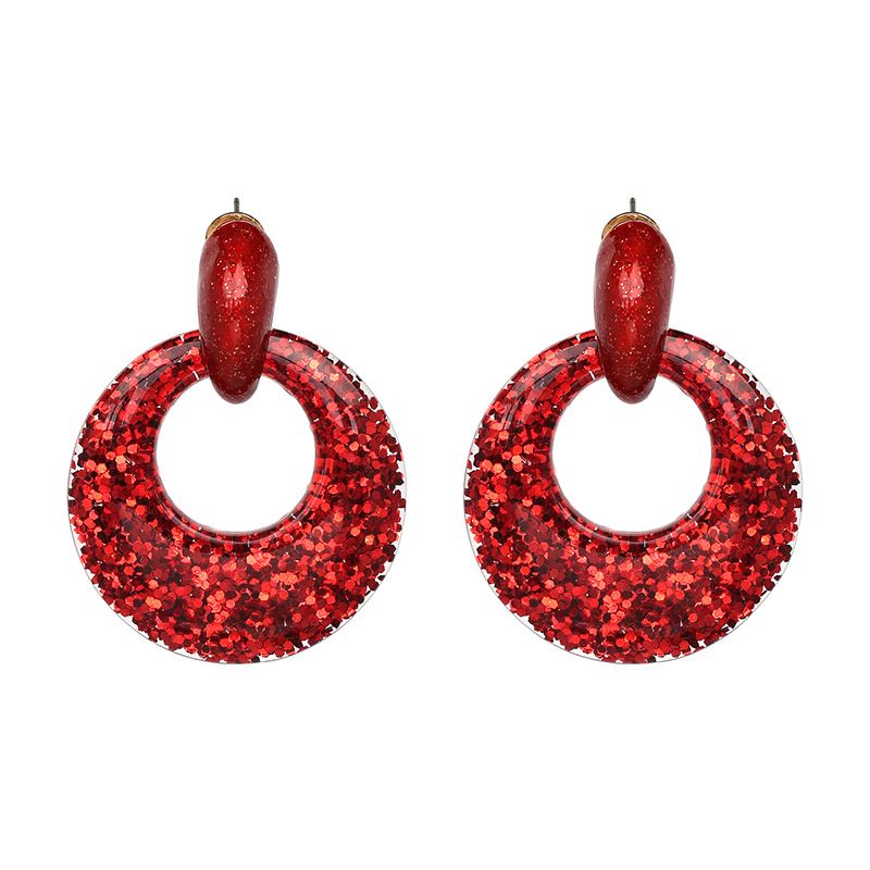Plastic Fashion Geometric Earring  (red) Nhjj4836-red