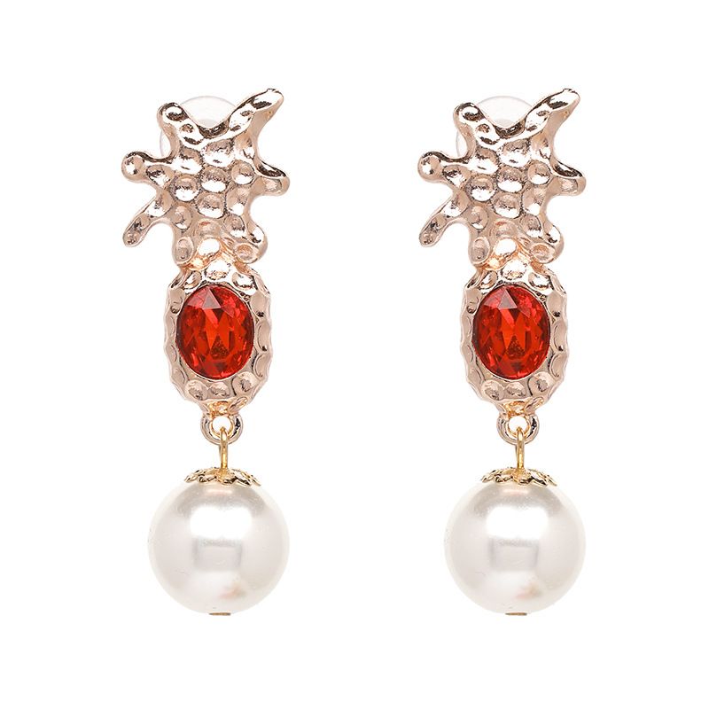 Neue Legierung Eingelegte Glas Diamant Perlen Ohrringe Fabrik Direkt Großhandel 50980