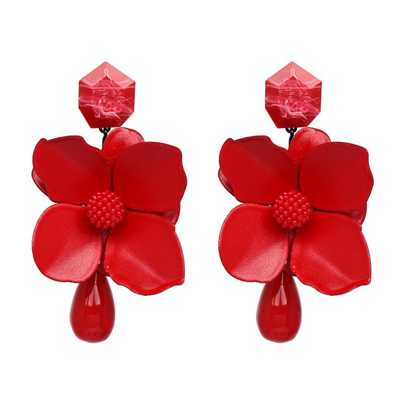 Alloy Fashion Flowers Earring  (red) Nhjj4845-red