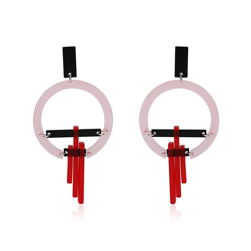 Acrylic Fashion Geometric Earring  (61179428a Red And Black) Nhlp1008-61179428a-red-and-black