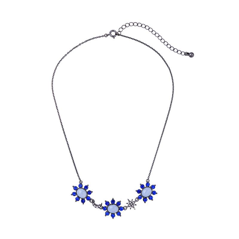 Alloy Fashion Flowers Necklace  (blue-1) Nhqd5303-blue-1
