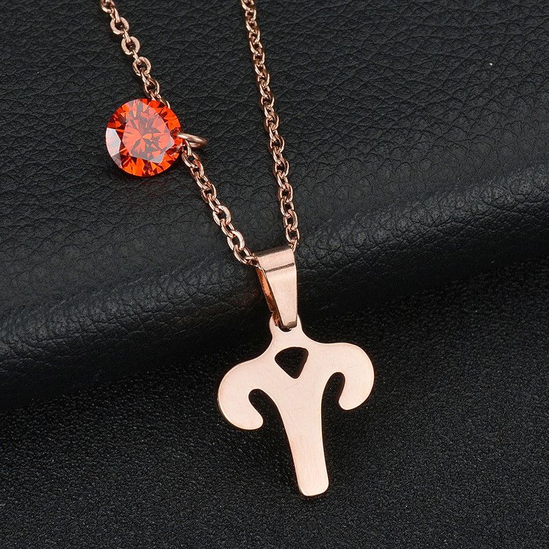 Titanium&stainless Steel Simple Geometric Necklace  (aries) Nhhf0504-aries